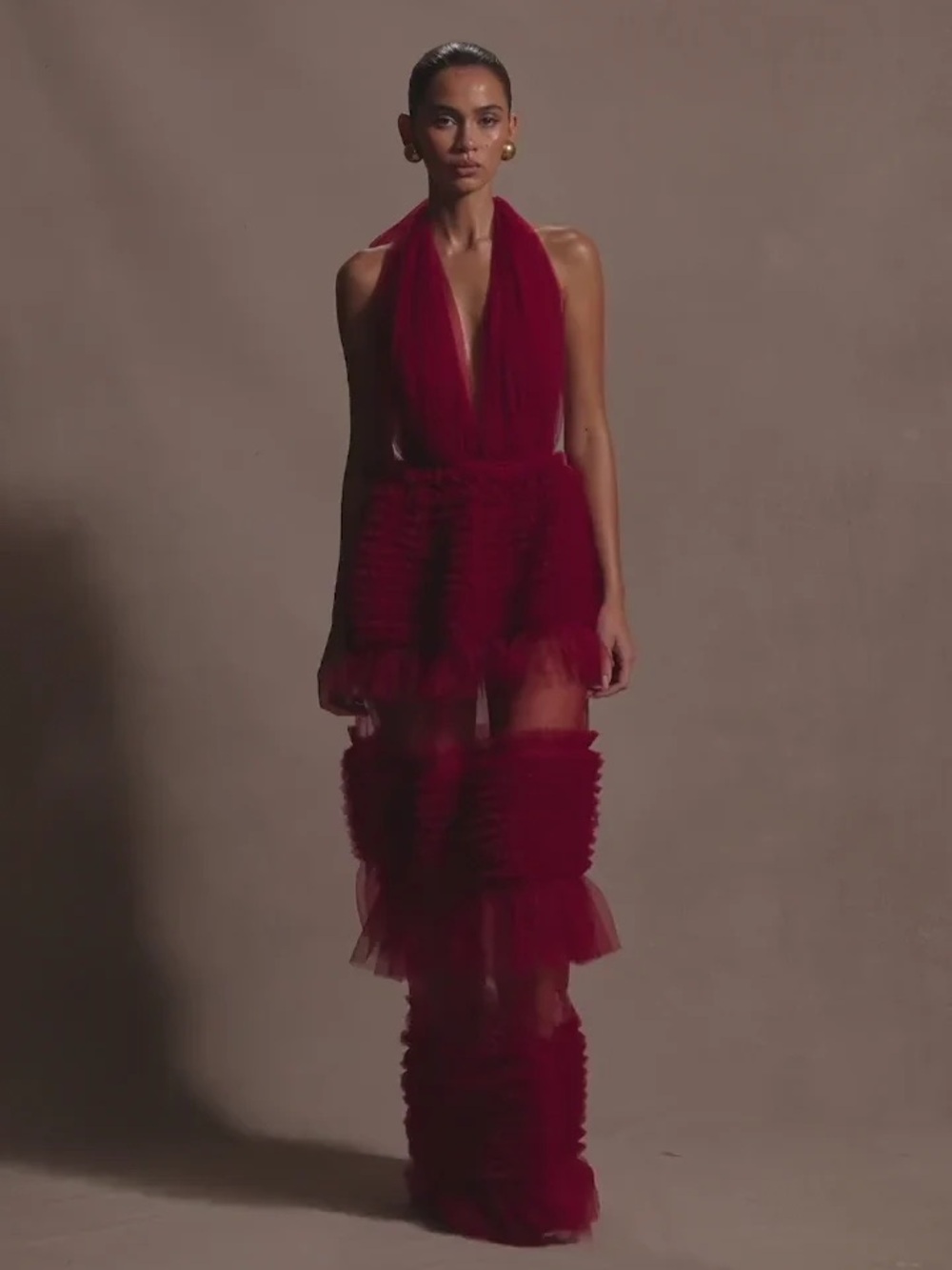 Meshki Minka Ruffle Halter Dress NWOT - Picture 2 of 11